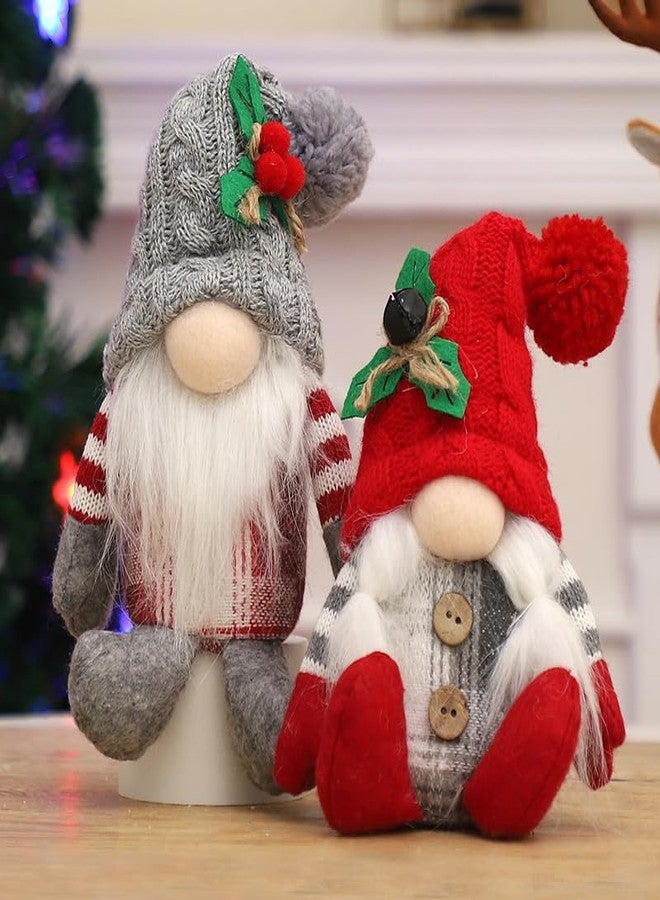 HEPOVER Christmas Gnome Decoration Plush with Gingerbread Pinecone Ponytail，Nordic Handmade Xmas Scandinavian Tomte，Resin Tree Centerpieces for Desk Shelf Fireplace Winter Holiday Christmas Decor - Image 5